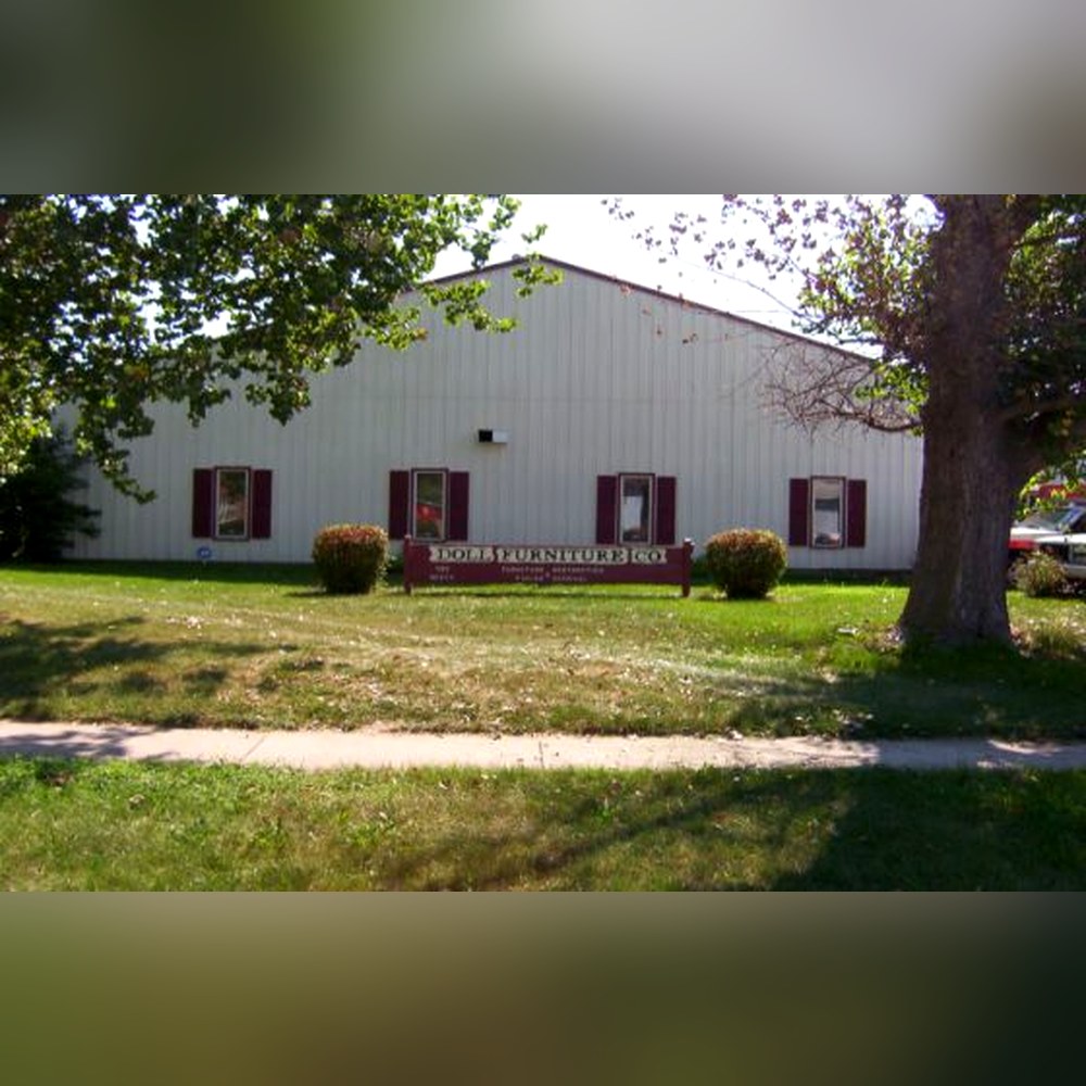 Doll Furniture Company shop at 400 North Beech Street in Normal, Illinois — purchased by David and Nancy Shutt in 1983 and the home of the business ever since