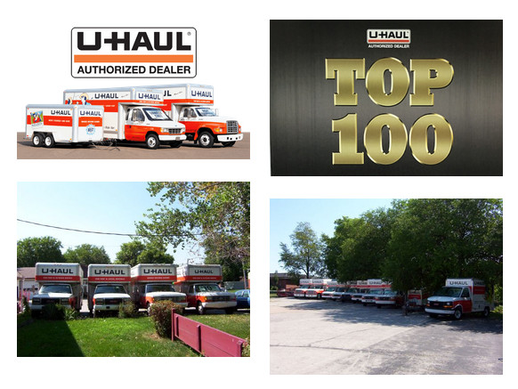 U-Haul Authorized Dealer Top 100 — trucks available for rent at Doll Furniture Company in Normal, Illinois